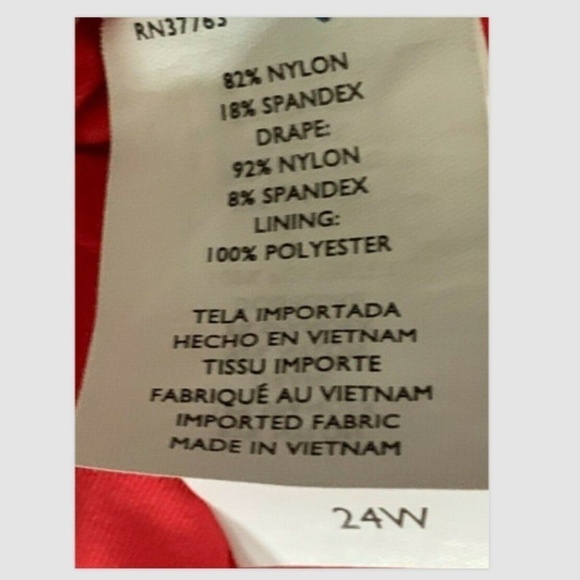 Jantzen Classics Red Ruched Tummy Surplice Top Sz 24W One-Piece Swimsuit #234B - Picture 5 of 6